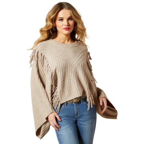 Ariat 10065948 WMS LIA PONCHO SWTR OATMEAL HEATHER