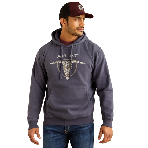 Ariat 10052004 Men's Southwestern Longhorn Hoodie Odyssey Grey