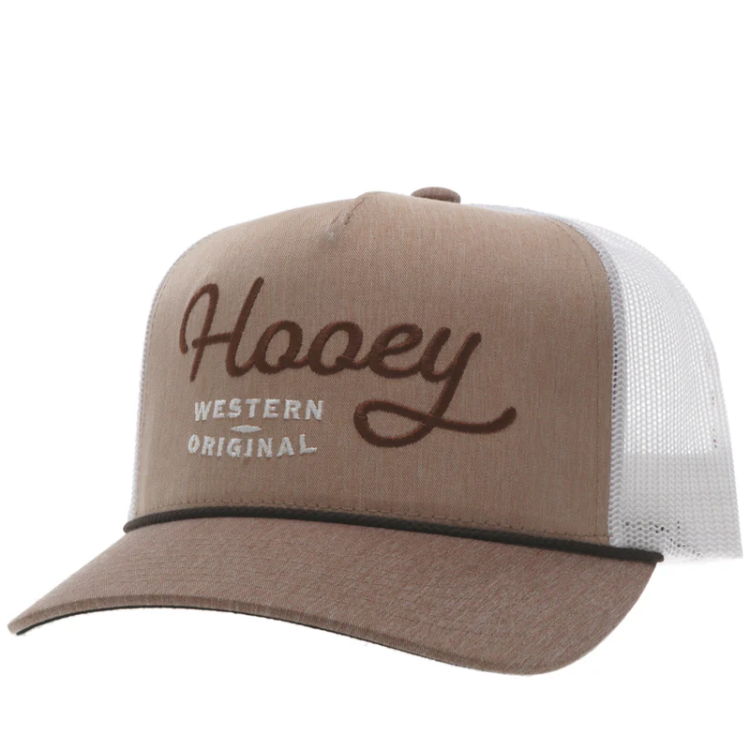 Hooey 2460T-TNWH OG Tan / White 5­ Panel Trucker with Brown Stitching