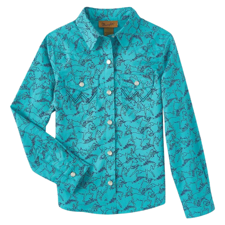 Wrangler® 112346585 Girls Horse Print Western Top