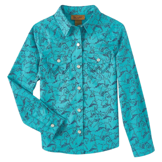 Wrangler® 112346585 Girls Horse Print Western Top