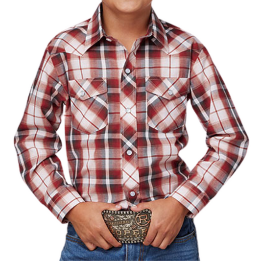 Roper 01-030-0101-4061 BOYS L/S SHIRT SNAP WOVEN PLAID