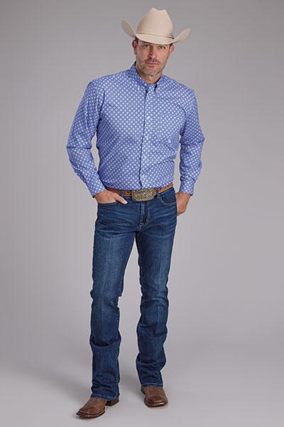 Roper 03-001-0326-3025 Men's Button Shirt-Periwinkle Foulard