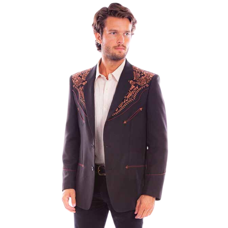 Scully P-916 - Black & Brown Floral Embroidered Blazer