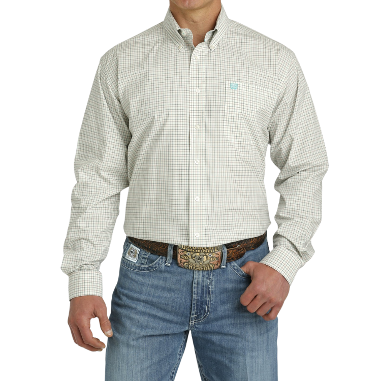 Cinch MTW1105746 MEN'S PLAID BUTTON-DOWN WESTERN SHIRT - CREAM / CHARCOAL