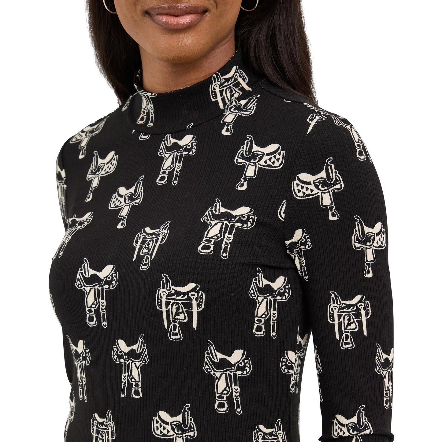 Wrangler 112371630 Women's Wrangler Retro® Punchy Mock Neck Knit - Black