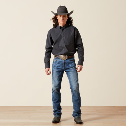 Ariat 10065849 MNS PRO THORIN FTD LS SHRT BLACK