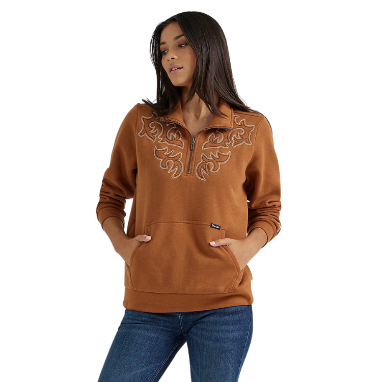 Wrangler 112356689 Women's Retro® Western Stitch Yoke Vintage Quarter Zip Sweatshirt