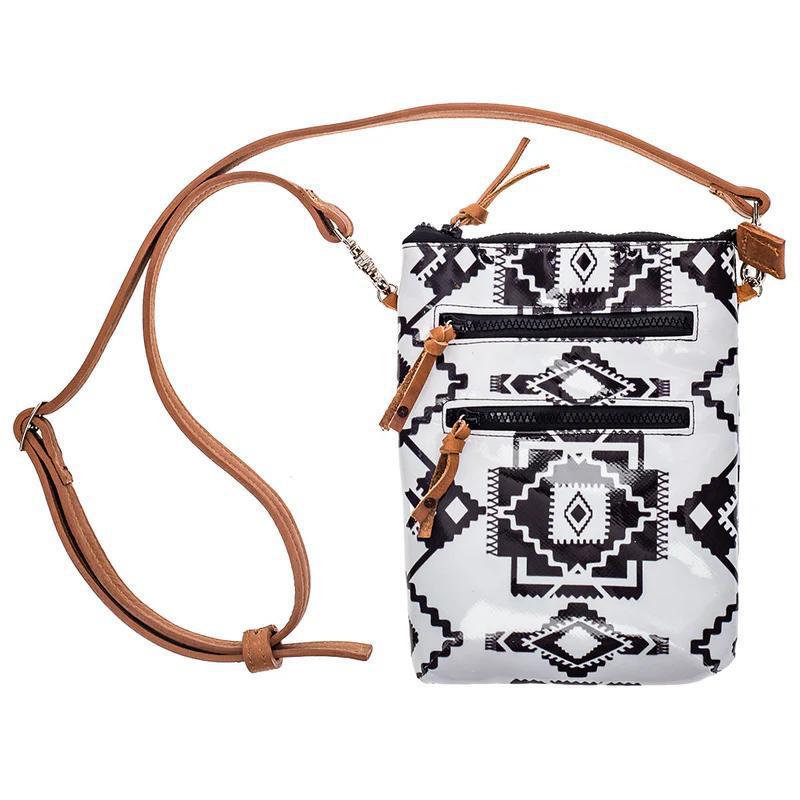 Hooey HCB003-WHBK "WHITERIVER" WHITE/BLACK AZTEC PATTERN CROSSBODY PURSE