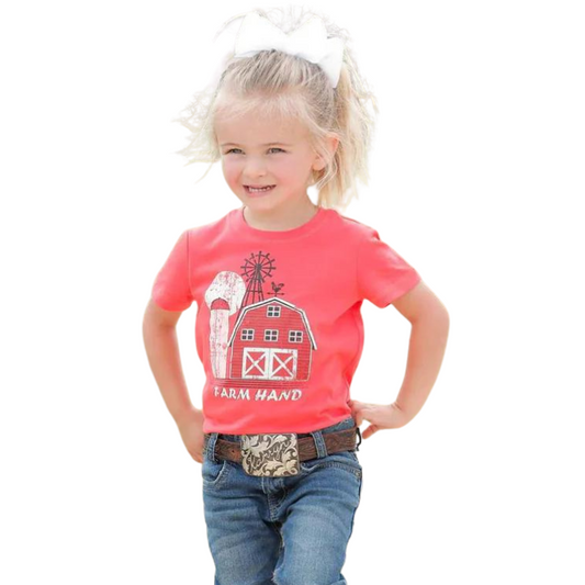 Cruel CTK6851032 "Ranch Hand" Girls Short Sleeve Tee - Coral