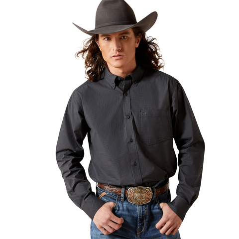 Ariat 10065849 MNS PRO THORIN FTD LS SHRT BLACK