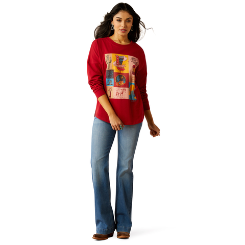 Ariat 10052467 Women's Roadside Oversized Shirt Rio Red