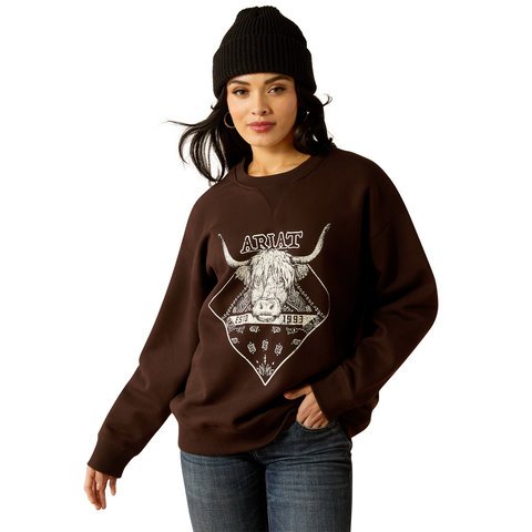 Ariat 10053960 Women's Taurus Oversized Crew Sweatshirt Mole