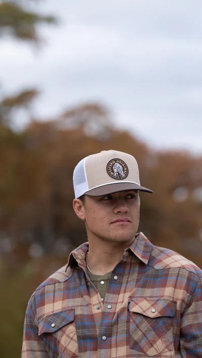 Hooey 2426T-TNWH Quanah Tan / White 5 Panel Trucker with Brown / White Circle Patch