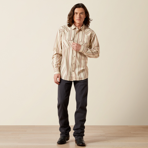 Ariat 10065757 MNS HINES RETRO SNP LS SHRT OFF WHIT