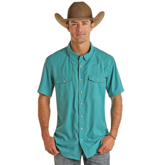 Rock & Roll Denim Tek Shirt BMN3S02400 Aqua