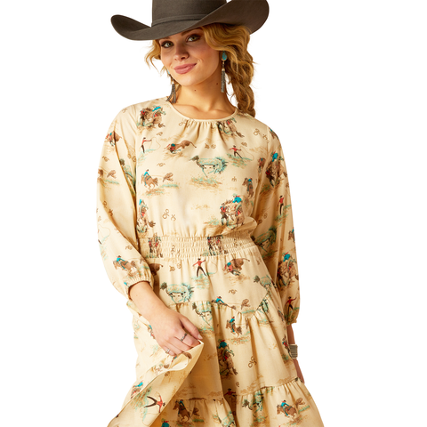 Ariat 10052602 Women's Handkerchief Dress Retro Ranch Print