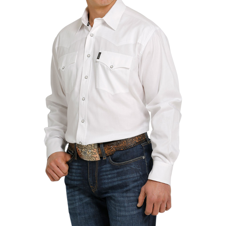 Cinch MTW1681002 Men's Herringbone Western Snap Shirt - White