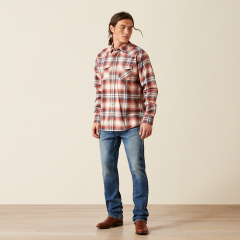 Ariat 10065761 MNS HARPER RETRO SNP LS SHRT RUST