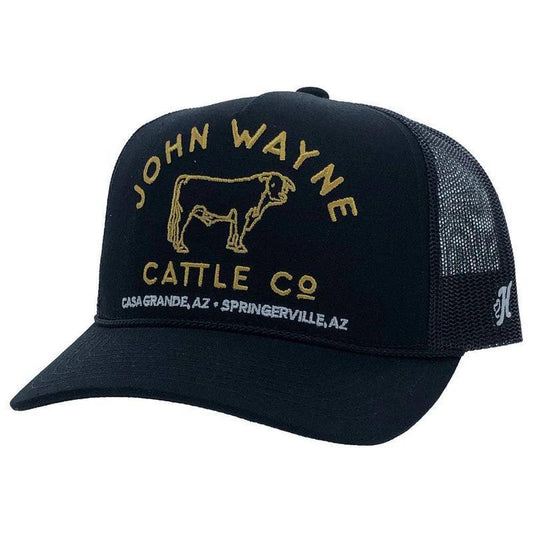 Hooey 2266T-BK "JOHN WAYNE" BLACK W/GOLD STITCHED LOGO HAT