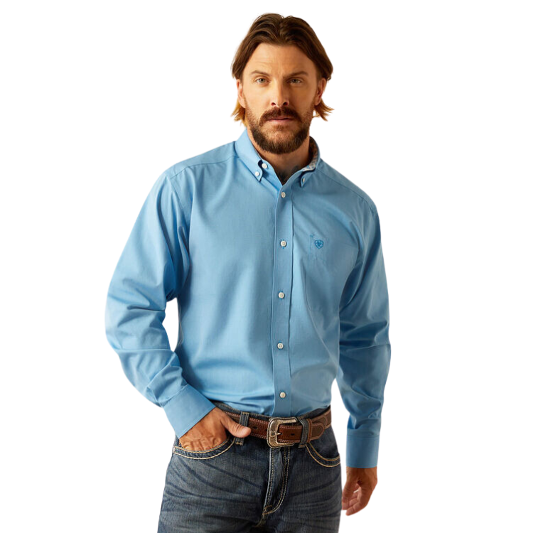 Ariat 10055278 Men's Wrinkle Free Solid Shirt Blue