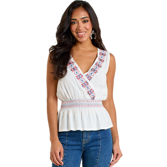 Panhandle LW51T06347 Women's Sleeveless Smocked Top