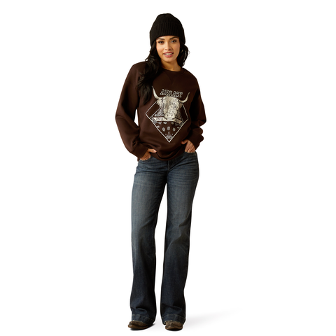 Ariat 10053960 Women's Taurus Oversized Crew Sweatshirt Mole