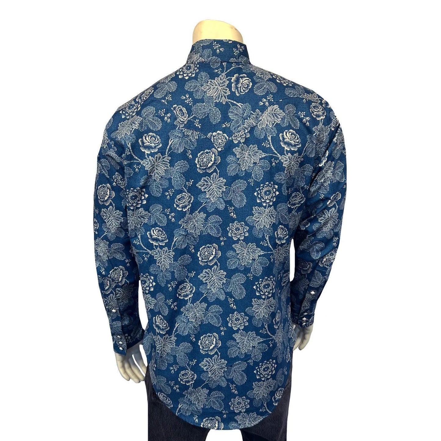 Rockmount 642-NVY Men's Long Sleeve Navy Floral Print Western Shirt