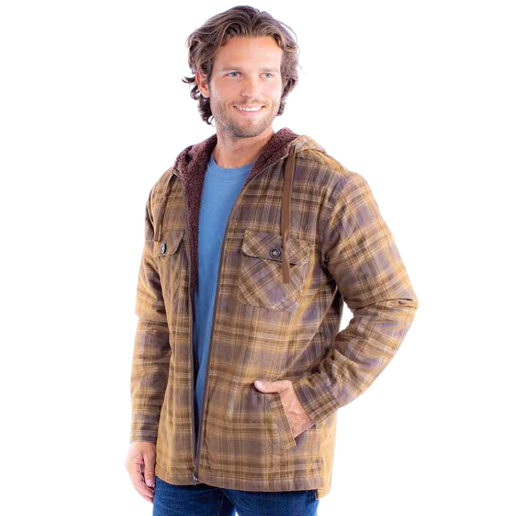 Scully 5356 - Navy & Brown - Sherpa Lined Corduroy Hoodie