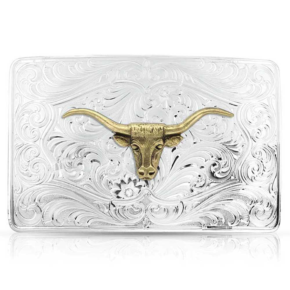 Montana Silversmith 46510-64 Iconic Western Longhorn Silver Belt Buckle