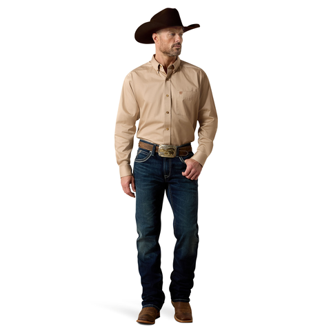 Ariat 10000505 Men's Solid Twill Classic Fit Shirt - Khaki