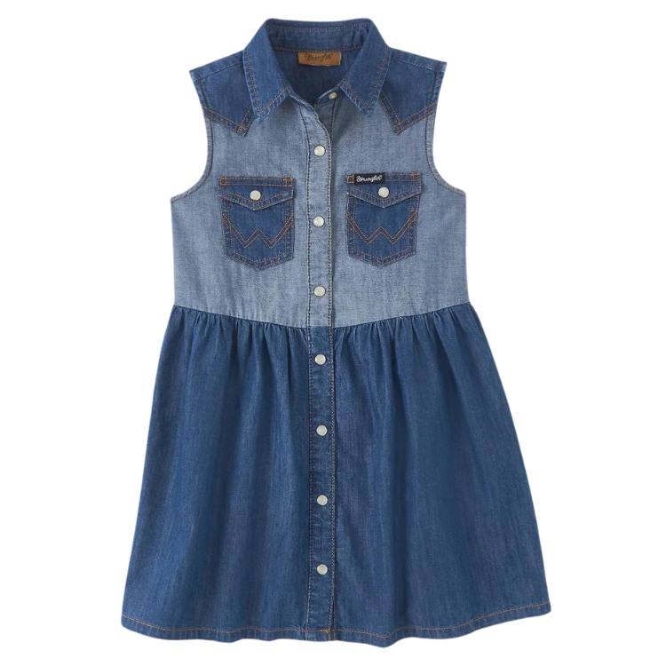 Wrangler® 112346570 Girls Denim Western Dress