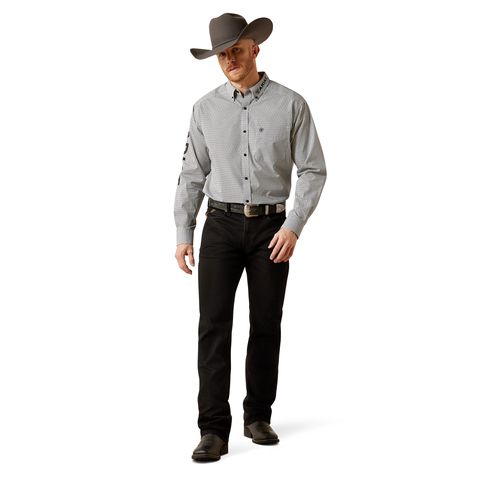 Ariat 10065815 MNS TEAM PABLO LS SHRT WHITE/BLACK