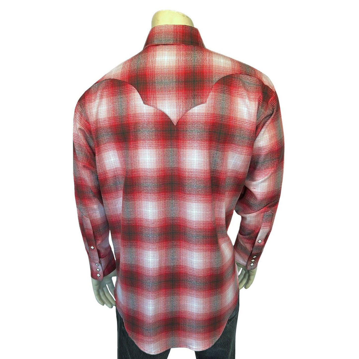 Rockmount 647-RED/GRY Men's Plush Flannel Red & Grey Plaid Western Shirt