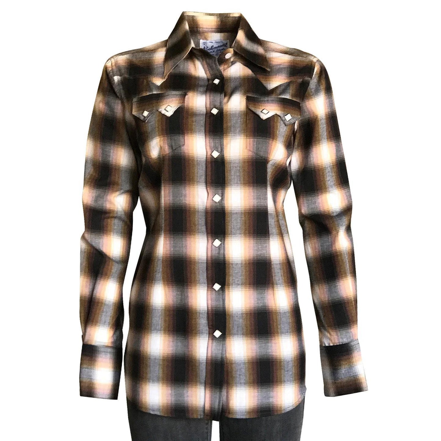 Rockmount 793 - Brown & Rust Women's Shadow Plaid Sawtooth Western Shirt