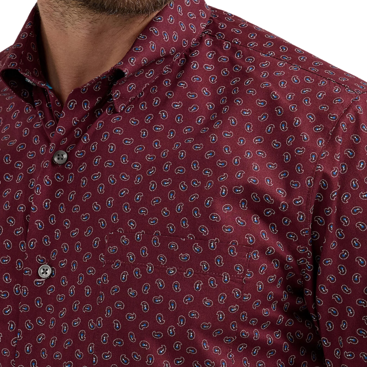 Wrangler X Cody Johnson 112357673 Men's Long Sleeve Shirt - Classic Fit-Burgundy Flower