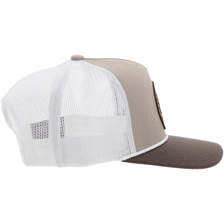 Hooey 2426T-TNWH Quanah Tan / White 5 Panel Trucker with Brown / White Circle Patch