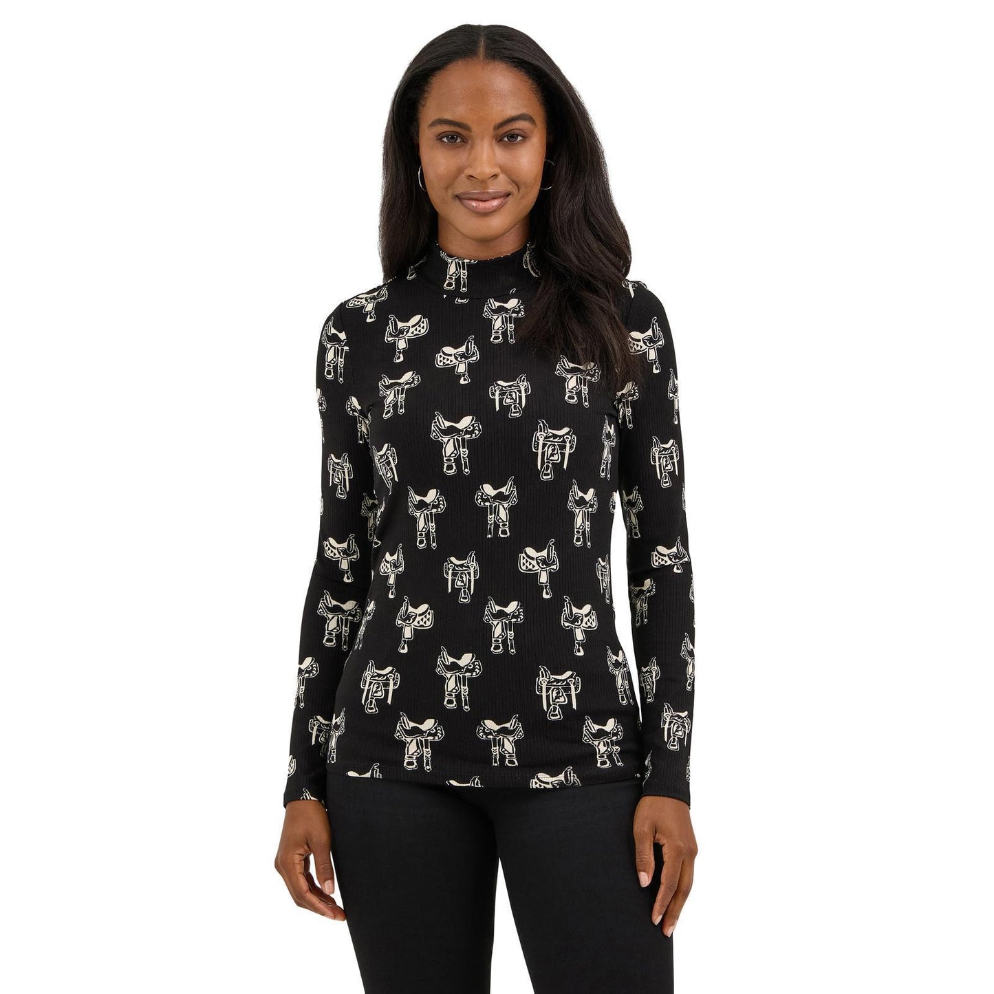Wrangler 112371630 Women's Wrangler Retro® Punchy Mock Neck Knit - Black