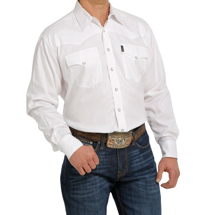 Cinch MTW1681002 Men's Herringbone Western Snap Shirt - White