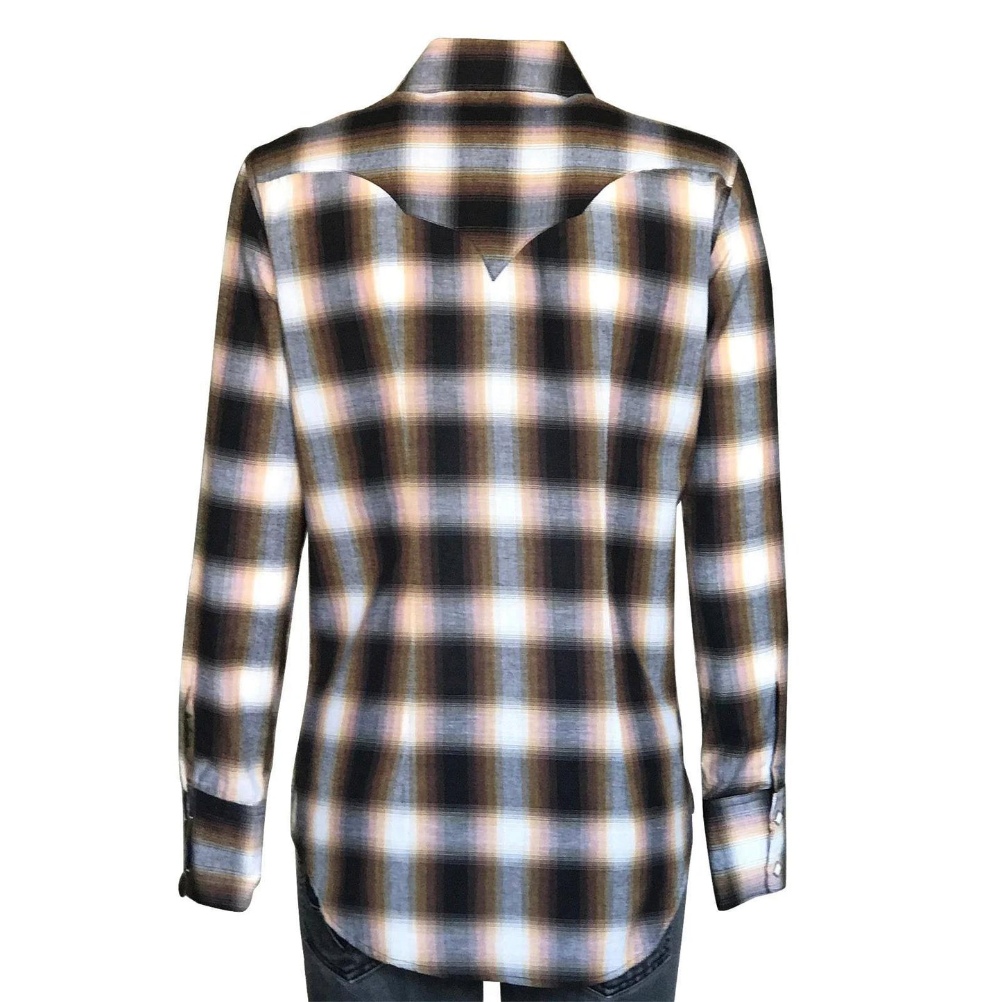 Rockmount 793 - Brown & Rust Women's Shadow Plaid Sawtooth Western Shirt