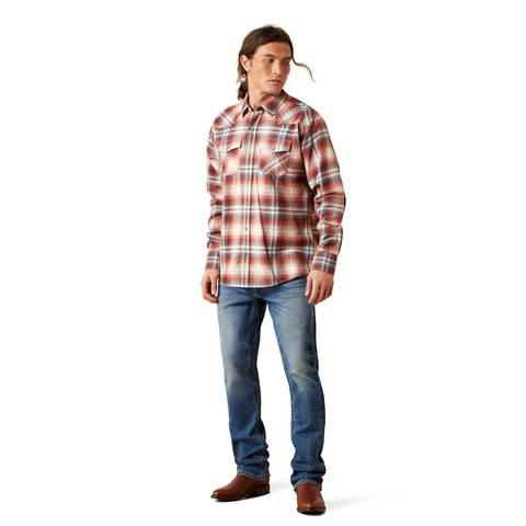 Ariat 10065761 MNS HARPER RETRO SNP LS SHRT RUST
