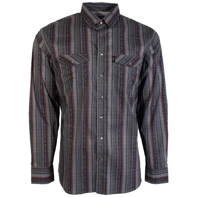 Hooey HT1763GYSP Dos Sol Men's Long Sleeve Pearl Snap Grey/Serape