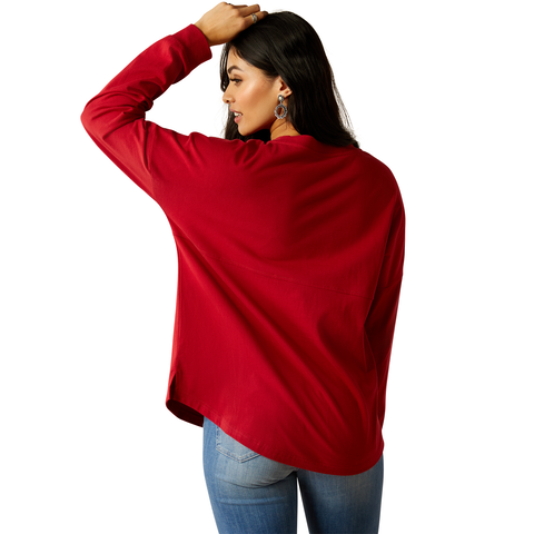 Ariat 10052467 Women's Roadside Oversized Shirt Rio Red