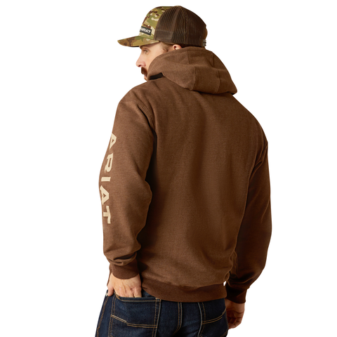 Ariat 10052769 Men's Ariat Logo Hoodie Chestnut Heather/Tan