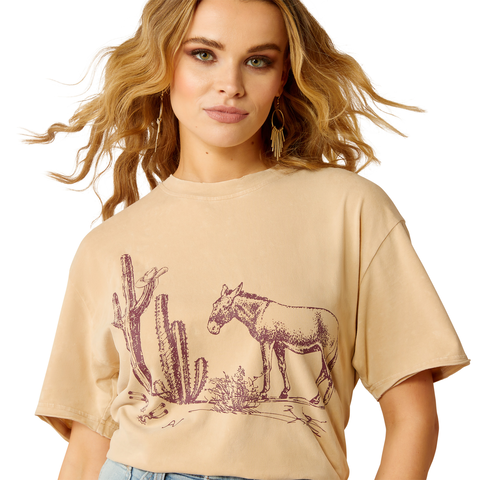 Ariat 10052610 Women's Burro T-Shirt Irish Cream Mineral Wash