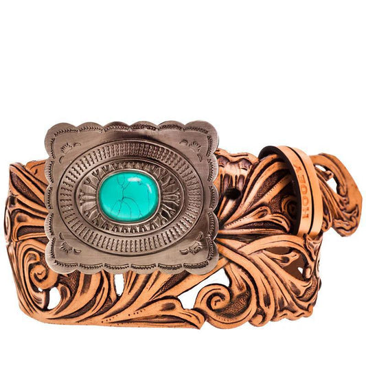 Hooey HWBLT030 "ROGUE" TAN W/FILIGREE CUTOUTS BELT