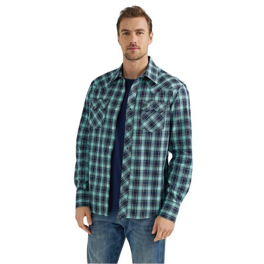 Wrangler 112355374 Retro® Long Sleeve Shirt - Modern Fit - Teal Dream