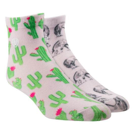 Ariat AR3550-650 Quarter Crew Socks Horse/Cactus 2 Pair Pale Pink