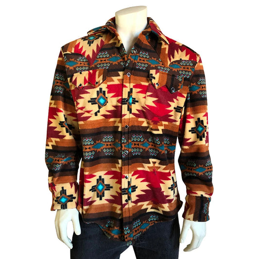 Rockmount 6100 Brown Red Men's Native Pattern Fleece Western Shirt