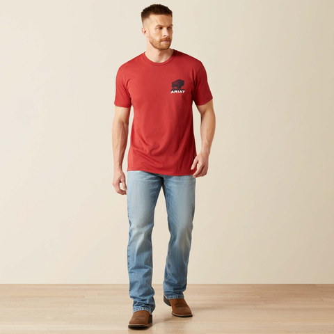 Ariat 10065897 Men's BISON ARIAT BUFFALO FLAG SS TSHRT BRIK,